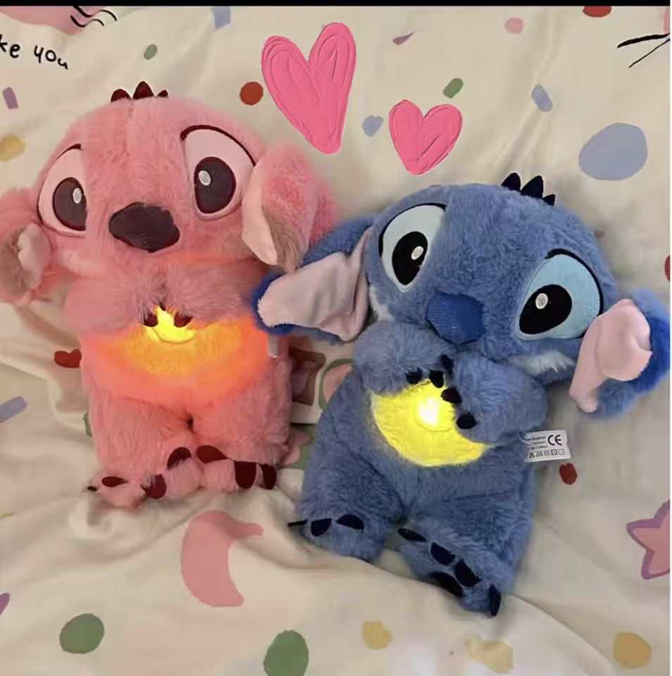 Cross-border Breathing Bear Soothing Plush Toy Baby Sleeping Doll Gift Stitch's Ears Can Move